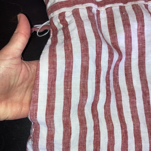 C&C California red and white 100% linen romper sz 8 EUC costal grandma - Picture 4 of 13